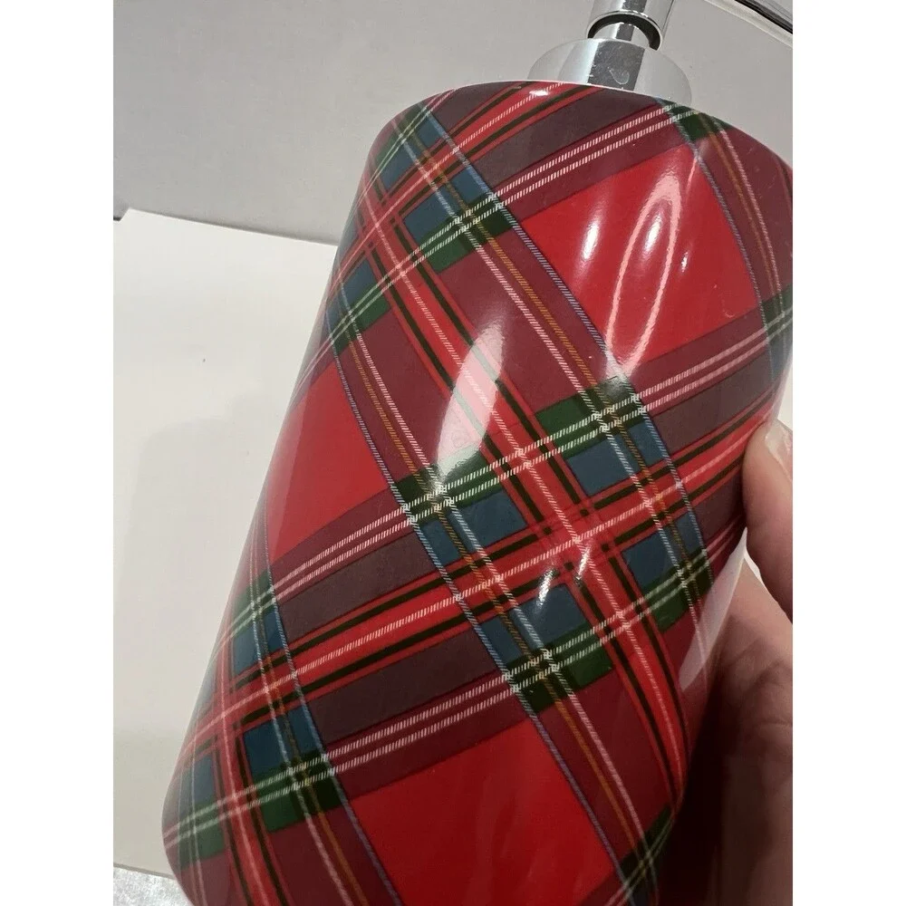 Tartan Soap Dispenser Red Green Shiny Silver Pump Unbranded Hand Wash Only Empty